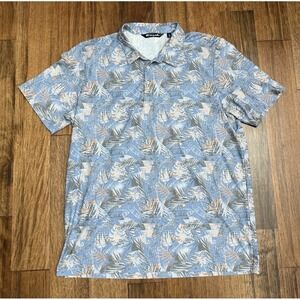 Travis Mathew S/S Polo Golf Shirt Blue Floral Pattern w/Logo Men's XXL